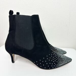 Azura Firestar Black Suede Ankle Boot Size 39 Starburst Rhinestones
